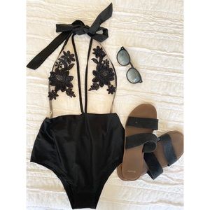Black sheer one piece